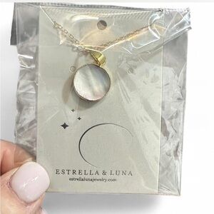 Minimalist Natural Pearl Shell 14k Gold Necklace